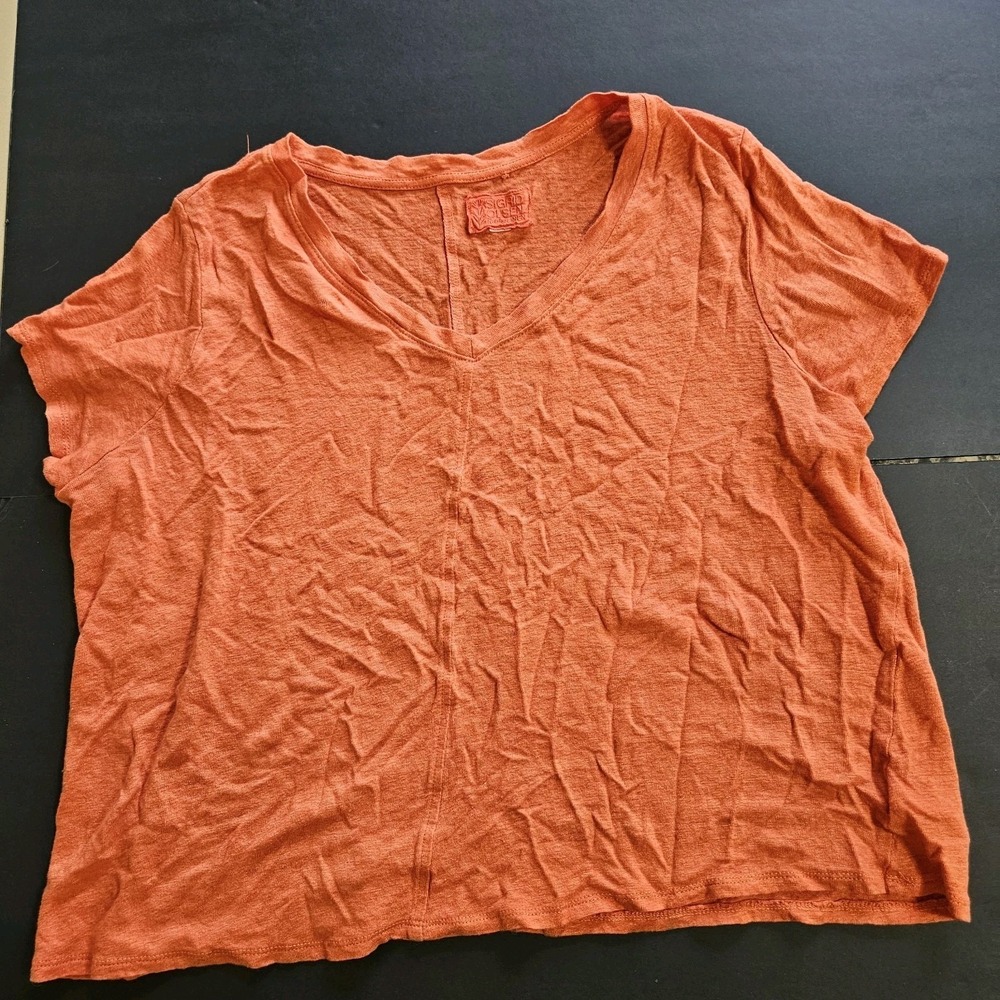 Sigrid Olsen Orange Linen Short Sleeve Knit Top Women's Medium